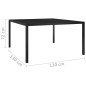 vidaXL Mesa de jardín de acero y vidrio negra 130x130x72 cm vidaXL Mesa de jardín de acero y vidrio negra 130x130x72 cm