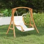 vidaXL Silla columpio con cojín crema madera curvada acabado de teca vidaXL Silla columpio con cojín crema madera curvada acabado de teca