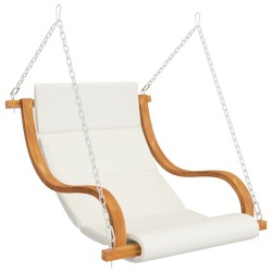 vidaXL Silla columpio con cojín crema madera curvada acabado de teca