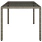 vidaXL Mesa jardín vidrio templado ratán sintético 150x90x75 cm gris