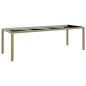 vidaXL Mesa de jardín superficie de vidrio ratán sintético beige