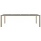 vidaXL Mesa de jardín superficie de vidrio ratán sintético beige