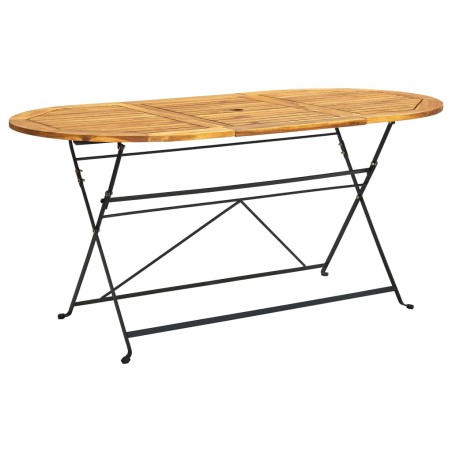 vidaXL Mesa de jardín madera maciza de acacia ovalada 160x85x74 cm 