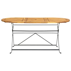 vidaXL Mesa de jardín madera maciza de acacia ovalada 160x85x74 cm 