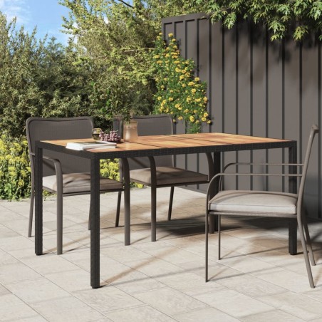 vidaXL Mesa de jardín madera acacia ratán sintético negro 150x90x75 cm