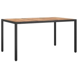 vidaXL Mesa de jardín madera acacia ratán sintético negro 150x90x75 cm