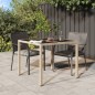 vidaXL Mesa jardín vidrio templado ratán sintético 90x90x75 cm gris