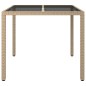 vidaXL Mesa jardín vidrio templado ratán sintético 90x90x75 cm gris