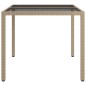 vidaXL Mesa jardín vidrio templado ratán sintético 90x90x75 cm gris