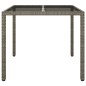 vidaXL Mesa jardín vidrio templado ratán sintético 90x90x75 cm gris