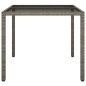 vidaXL Mesa jardín vidrio templado ratán sintético 90x90x75 cm gris