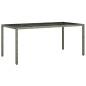 vidaXL Mesa jardín vidrio templado ratán sintético gris 190x90x75 cm vidaXL Mesa jardín vidrio templado ratán sintético gris 190x90x75 cm