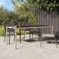 vidaXL Mesa jardín vidrio templado ratán sintético beige 190x90x75 cm