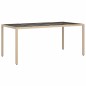 vidaXL Mesa jardín vidrio templado ratán sintético beige 190x90x75 cm