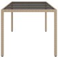 vidaXL Mesa jardín vidrio templado ratán sintético beige 190x90x75 cm