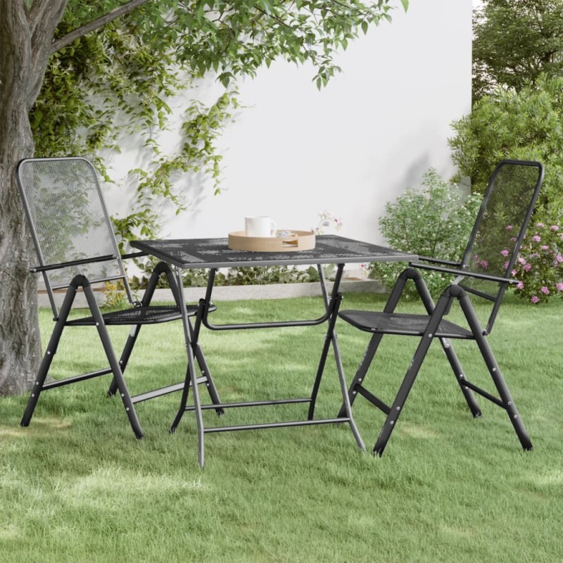 vidaXL Mesa de jardín malla metálica expandida antracita 80x80x72 cm vidaXL Mesa de jardín malla metálica expandida antracita 80x80x72 cm