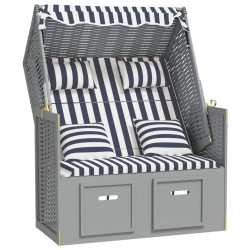 vidaXL Silla Strandkorb con cojines ratán sintético madera azul blanco