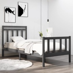 vidaXL Estructura cama individual pequeña madera maciza gris 90x190 cm