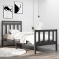 vidaXL Estructura cama individual pequeña madera maciza gris 90x190 cm