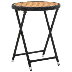 vidaXL Mesa de centro ratán sintético y madera maciza de acacia 60 cm