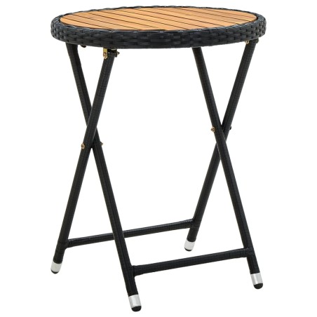 vidaXL Mesa de centro ratán sintético y madera maciza de acacia 60 cm