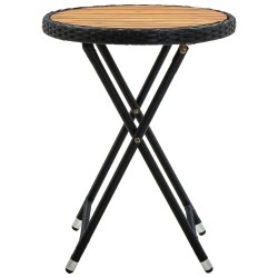 vidaXL Mesa de centro ratán sintético y madera maciza de acacia 60 cm