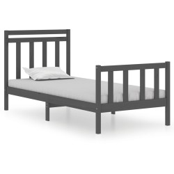 vidaXL Estructura cama individual pequeña madera maciza gris 90x190 cm