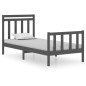 vidaXL Estructura cama individual pequeña madera maciza gris 90x190 cm