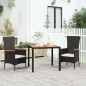 vidaXL Mesa de jardín ratán PE negro y superficie madera maciza acacia vidaXL Mesa de jardín ratán PE negro y superficie madera maciza acacia
