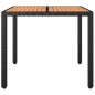 vidaXL Mesa de jardín ratán PE negro y superficie madera maciza acacia vidaXL Mesa de jardín ratán PE negro y superficie madera maciza acacia