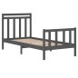 vidaXL Estructura cama individual pequeña madera maciza gris 90x190 cm