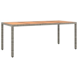vidaXL Mesa de jardín ratán PE gris y superficie madera maciza acacia
