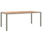 vidaXL Mesa de jardín ratán PE gris y superficie madera maciza acacia vidaXL Mesa de jardín ratán PE gris y superficie madera maciza acacia