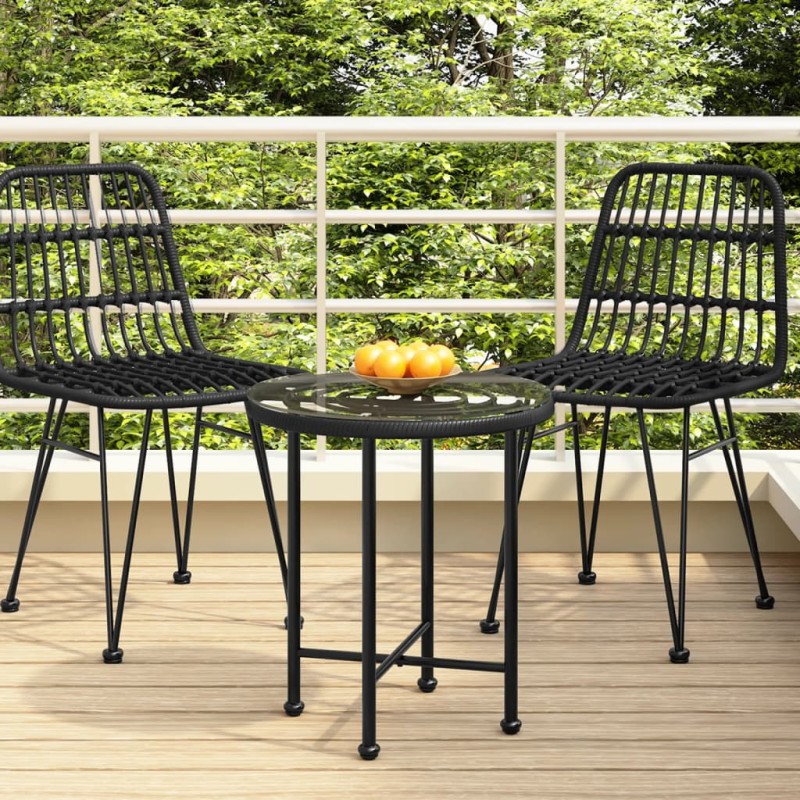 vidaXL Mesa de comedor de vidrio templado y acero negro Ø50 cm vidaXL Mesa de comedor de vidrio templado y acero negro Ø50 cm
