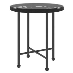 vidaXL Mesa de comedor de vidrio templado y acero negro Ø50 cm