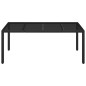vidaXL Mesa de jardín superficie de vidrio ratán PE negro 190x90x75 cm