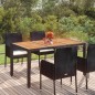 vidaXL Mesa de jardín superficie de madera ratán PE negro 150x90x75 cm vidaXL Mesa de jardín superficie de madera ratán PE negro 150x90x75 cm