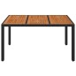 vidaXL Mesa de jardín superficie de madera ratán PE negro 150x90x75 cm vidaXL Mesa de jardín superficie de madera ratán PE negro 150x90x75 cm