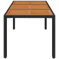vidaXL Mesa de jardín superficie de madera ratán PE negro 150x90x75 cm vidaXL Mesa de jardín superficie de madera ratán PE negro 150x90x75 cm