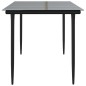 vidaXL Mesa comedor jardín acero y vidrio templado negro 160x80x74 cm