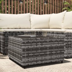 vidaXL Mesa de centro jardín cuadrada ratán sintético gris 50x50x30 cm