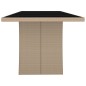 vidaXL Mesa de jardín ratán beige y superficie de vidrio templado vidaXL Mesa de jardín ratán beige y superficie de vidrio templado