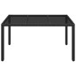 vidaXL Mesa de jardín superficie de vidrio ratán PE negro 150x90x75 cm vidaXL Mesa de jardín superficie de vidrio ratán PE negro 150x90x75 cm