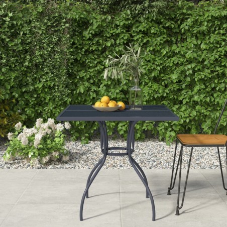 vidaXL Mesa de jardín malla de acero gris antracita 80x80x72,5 cm