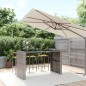 vidaXL Mesa alta bar con superficie vidrio ratán PE gris 185x80x110 cm vidaXL Mesa alta bar con superficie vidrio ratán PE gris 185x80x110 cm