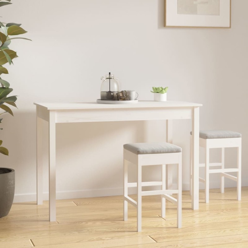 vidaXL Mesa de comedor madera maciza de pino blanca 110x55x75 cm vidaXL Mesa de comedor madera maciza de pino blanca 110x55x75 cm