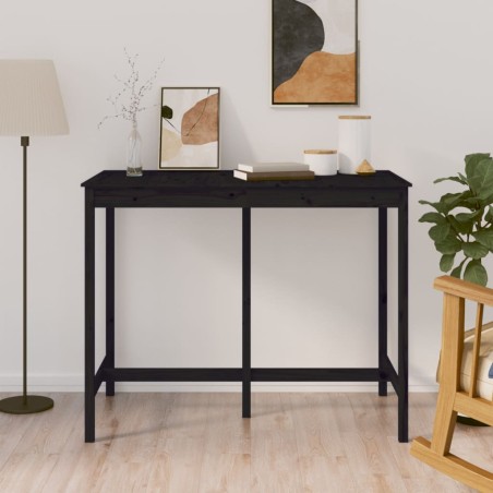 vidaXL Mesa alta de bar madera maciza de pino negro 140x80x110 cm