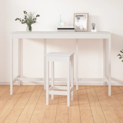vidaXL Mesa alta de bar madera maciza de pino blanco 180x80x110 cm