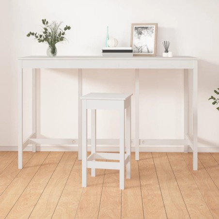 vidaXL Mesa alta de bar madera maciza de pino blanco 180x80x110 cm