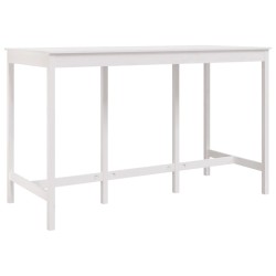 vidaXL Mesa alta de bar madera maciza de pino blanco 180x80x110 cm